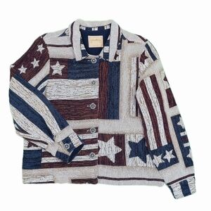 Saddle Ridge Vintage Jacket - Tapestry Style With US Flag And Stars Size M